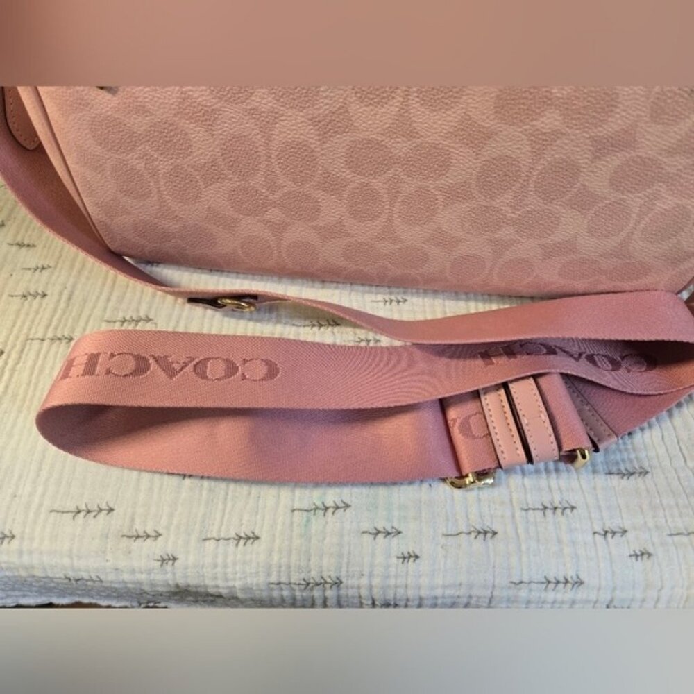 Coach Rowan Satchel Bag In Signature Canvas Powder Pink CV961 - Picture 6 of 6